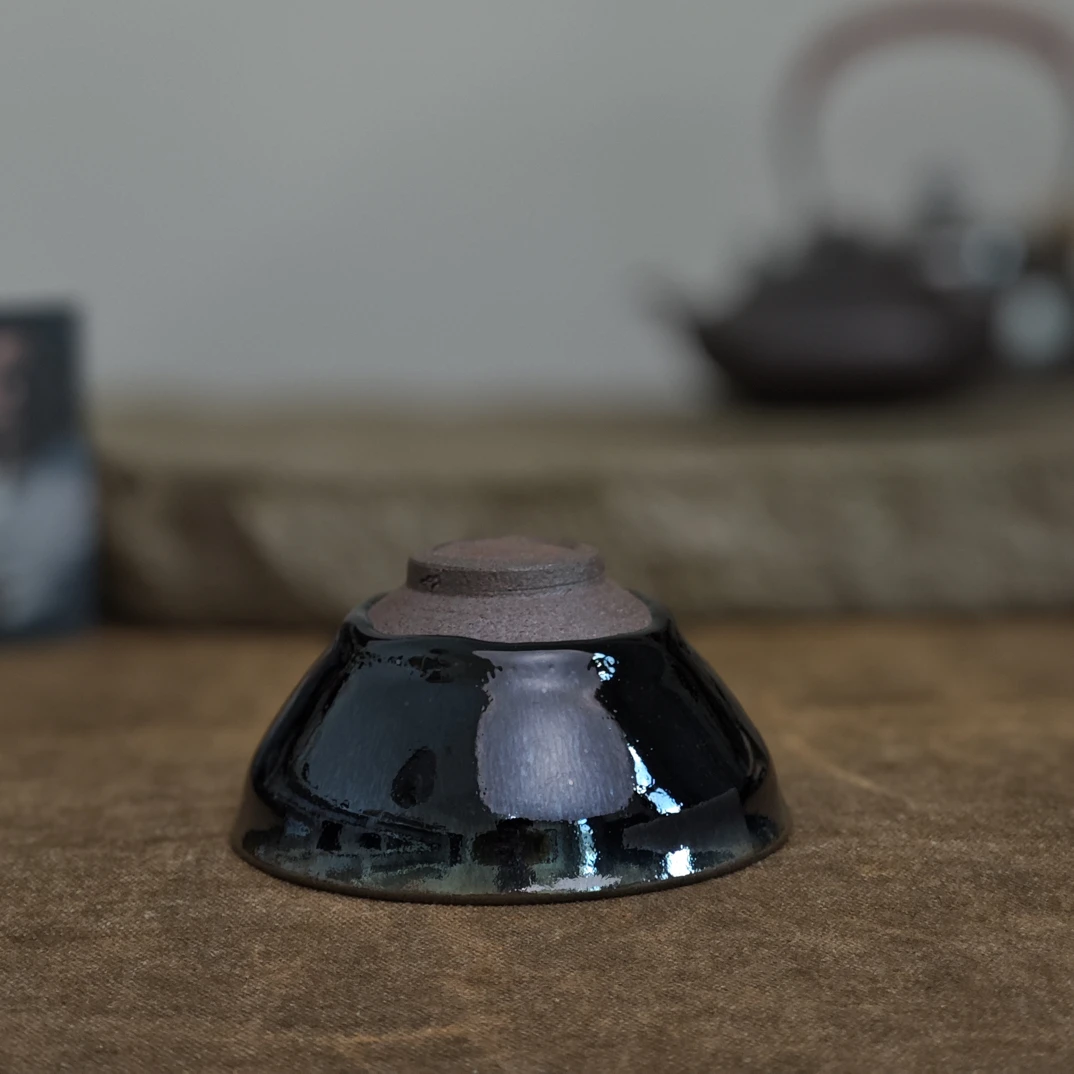 吴兴乾柴烧建盏主人杯纯手作陶瓷杯高端茶盏青蓝兔毫束口盏76221