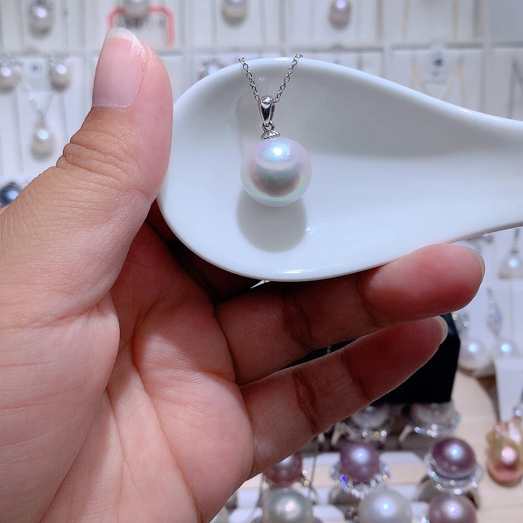 淡水珍珠银S925镶嵌吊坠(赠链)CC有瑕疵14+