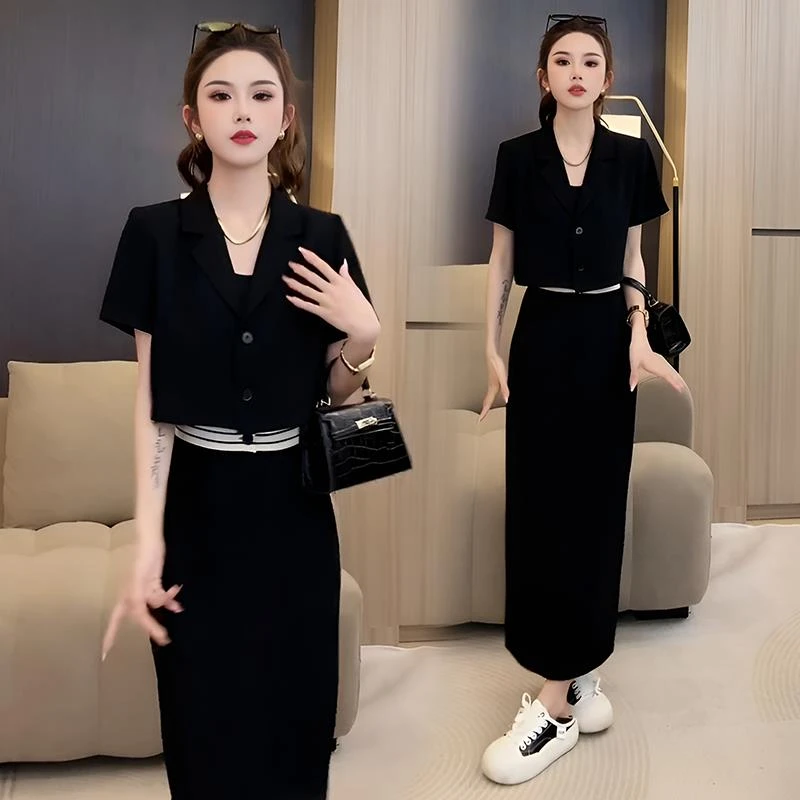 哥家正品同款时尚西服套装女士2025夏装新款小个子短款小西装半