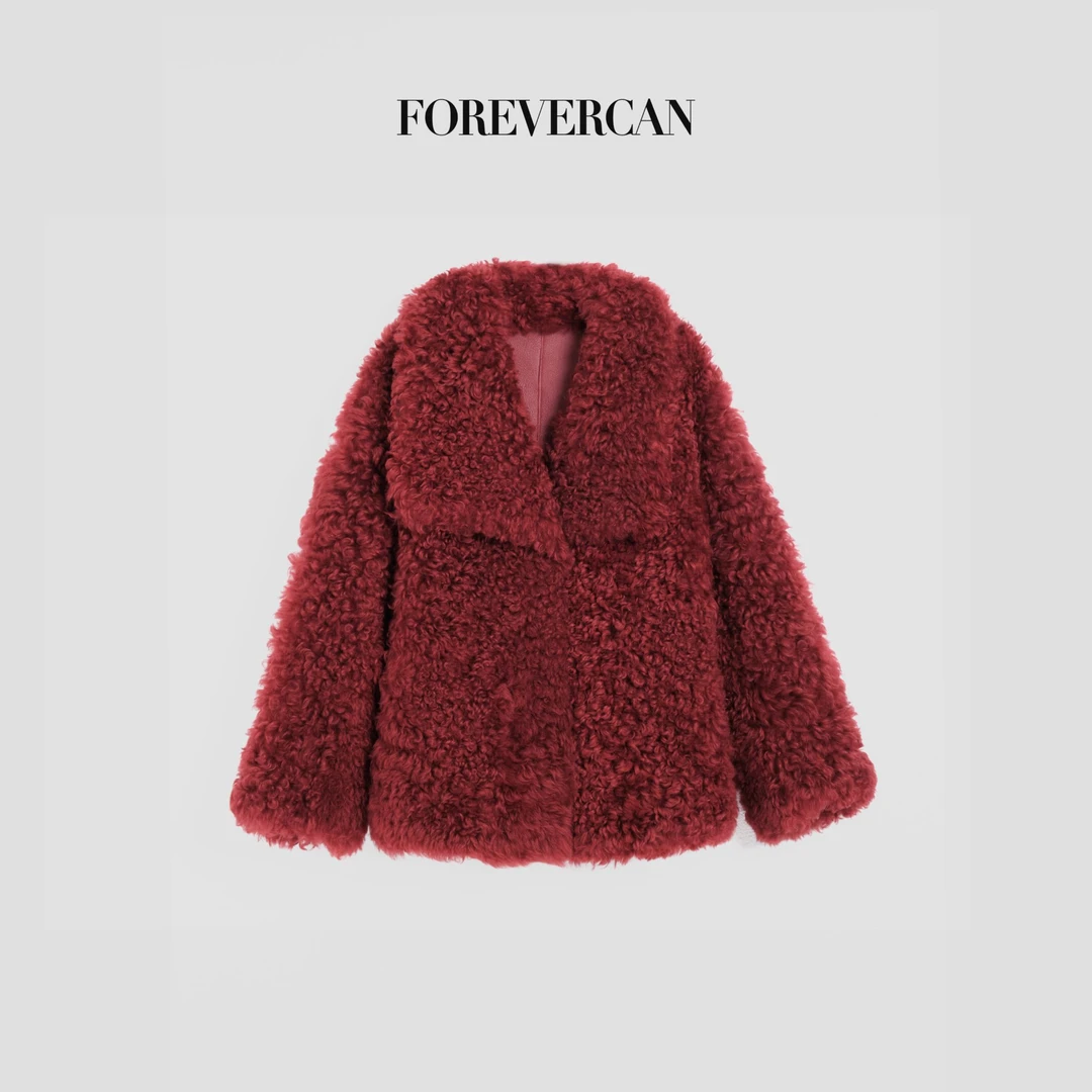FOREVERCAN“好莱坞”进口全卷慕斯羊皮毛一体皮草外套 SC22742