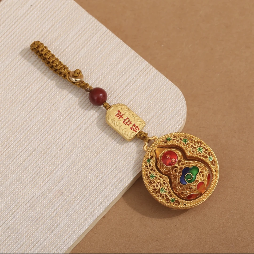 非遗珐琅彩平安葫芦钥匙扣汽车钥匙挂饰挂件国潮钥匙手机链国风