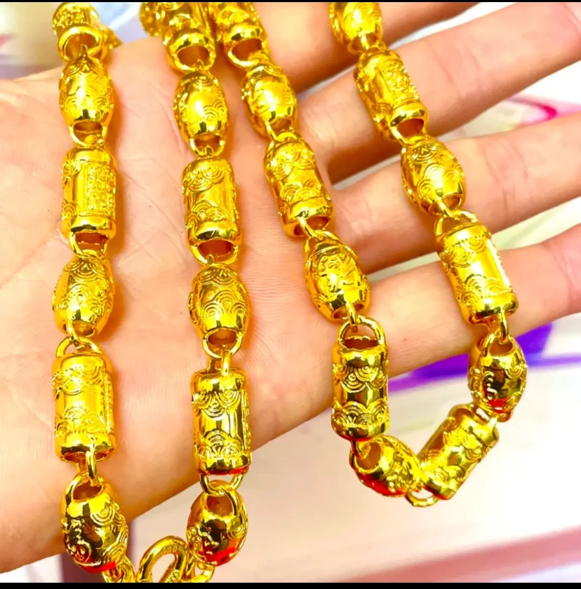 矿金 新款【桶珠项链】潮流霸气时尚百搭气质金色空心经典精美