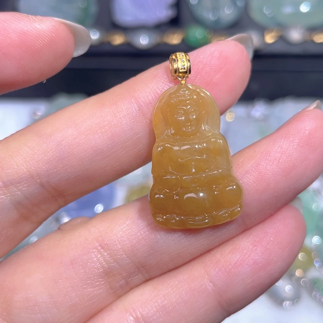 颈饰18K金镶嵌翡翠翡翠