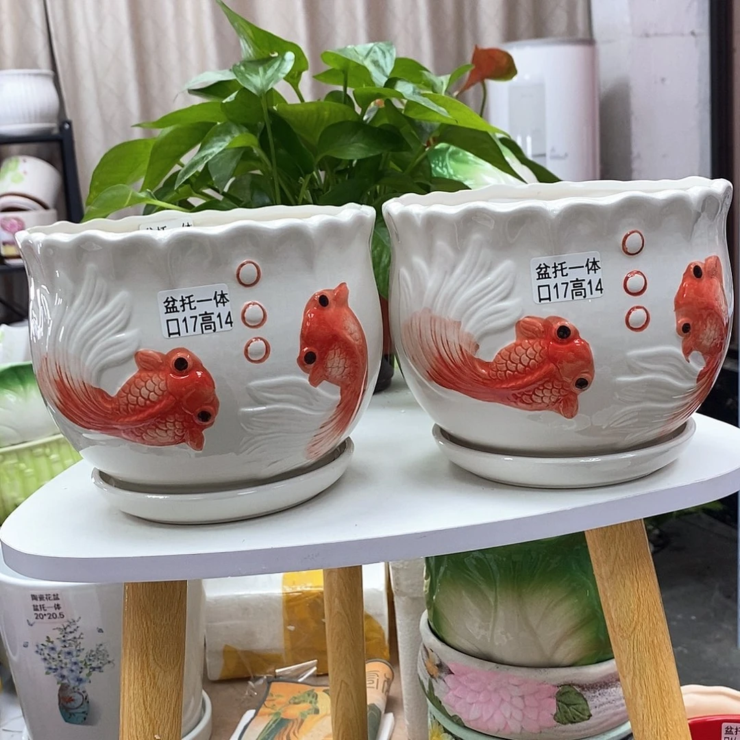 陶瓷@陶瓷花盆@@如鱼得水大号