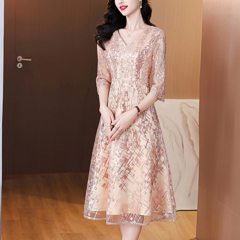 qwfs7710喜婆婆旗袍妈妈婚宴装礼服2025秋季新款结婚喜服连衣裙女