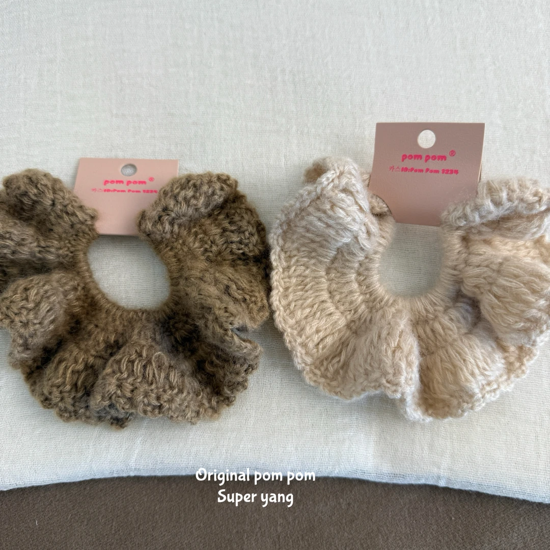 韩国original pom pom2025秋冬款毛线花朵发圈皮筋头绳