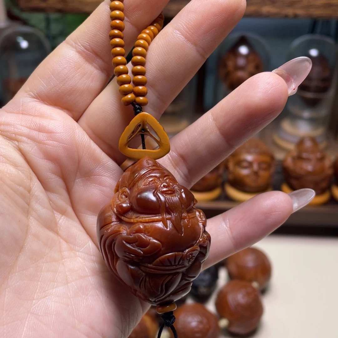 佛螺菩提吊坠玉华财神手把
