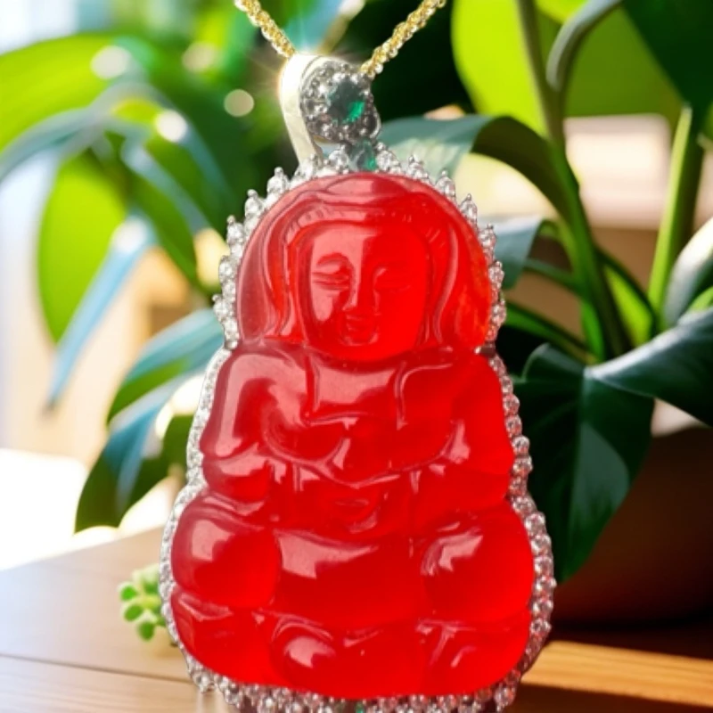 dsj44高端红色观音吊坠