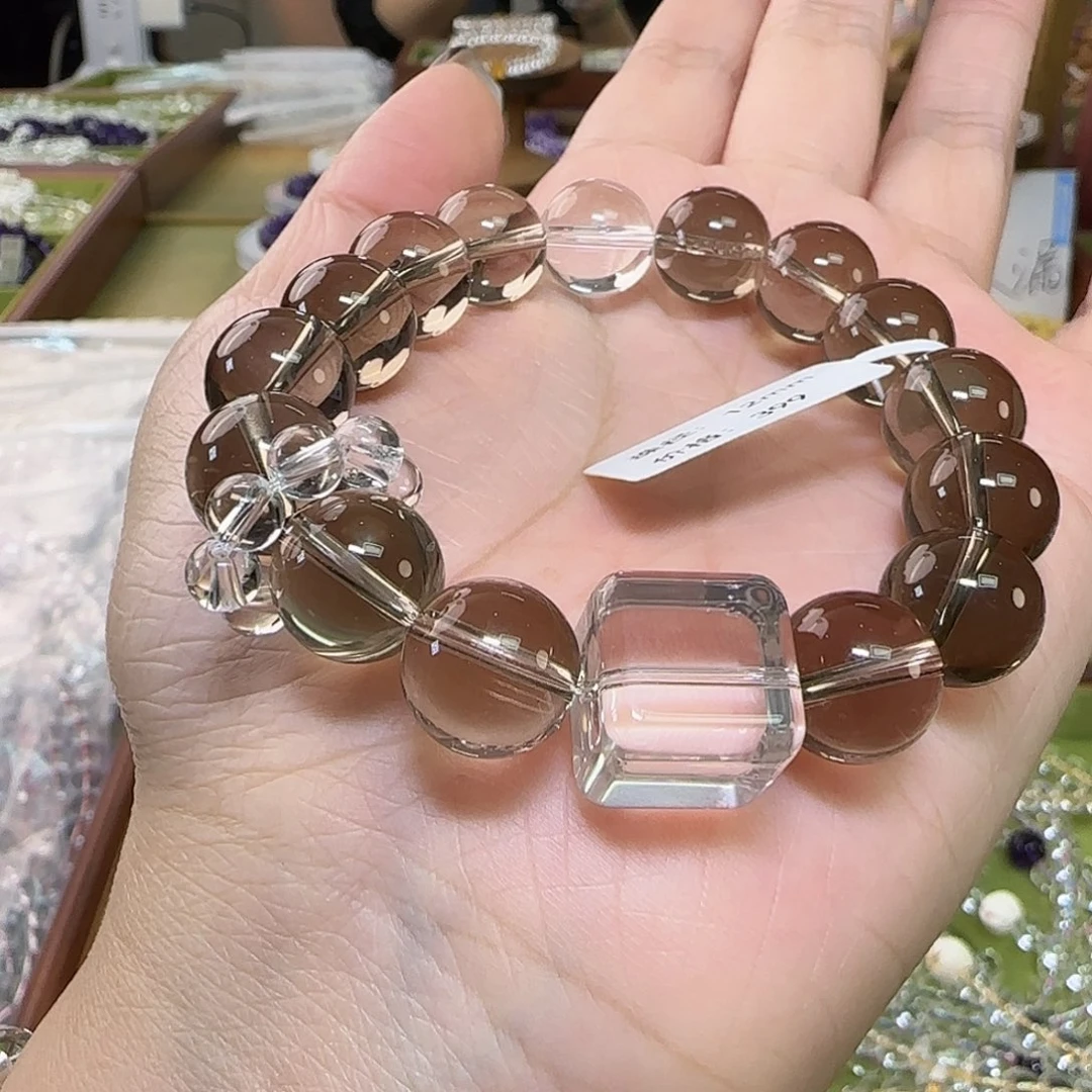 酒***子未镶嵌手串水晶天然茶晶单圈