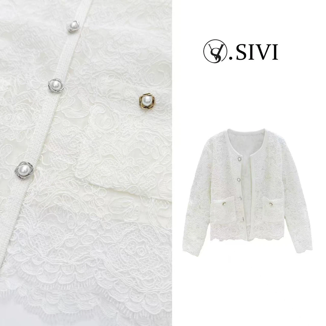 熙薇【心有所属】2025春季新款时尚休闲气质蕾丝刺绣外套H1165