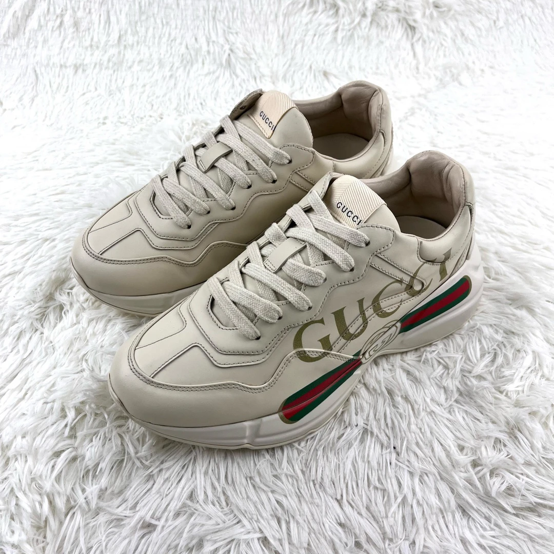 95新 GUCCI/古驰 腰带老爹鞋象牙白37.5码 13998942