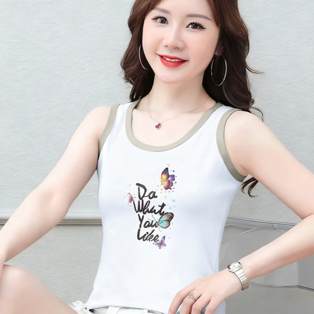 时尚无袖女背心打底T恤休闲百搭简约圆领撞色夏季吊带可内搭外穿