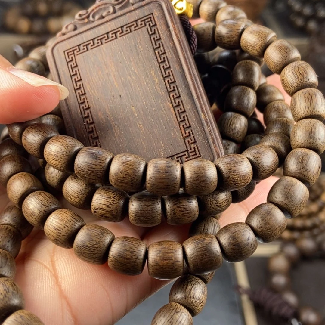 沉香手串s***e越南芽庄白棋楠十沉香木牌