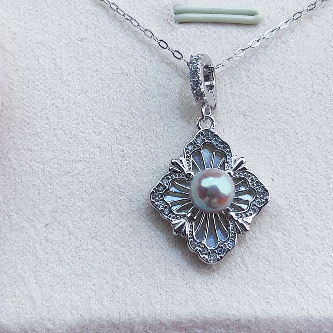 颈饰银S925镶嵌海水珍珠6.12mm真多麻万能扣