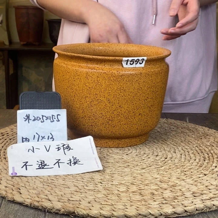 花盆紫砂  微微瑕柴烧束口小缸盆1593