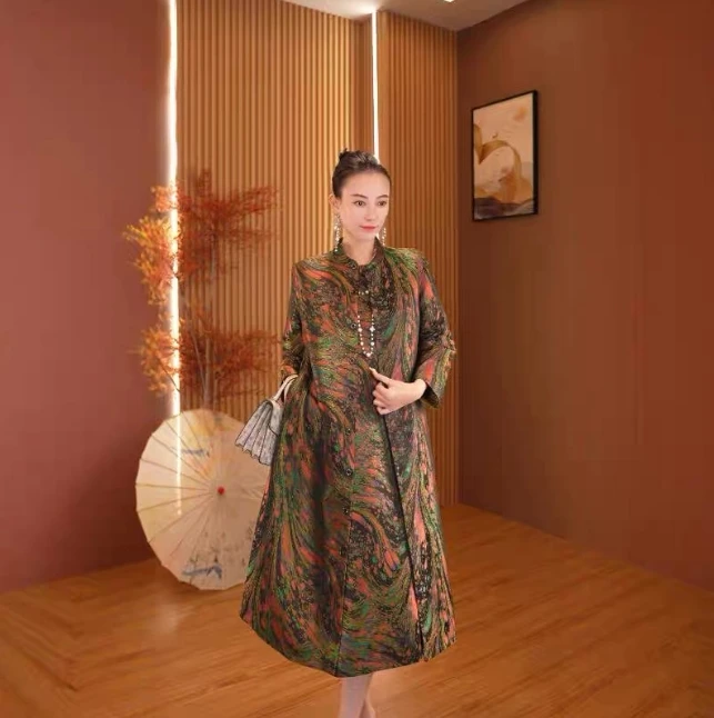 孔雀于飞｜国风双面穿女装中长款风衣外套2024B646夏秋