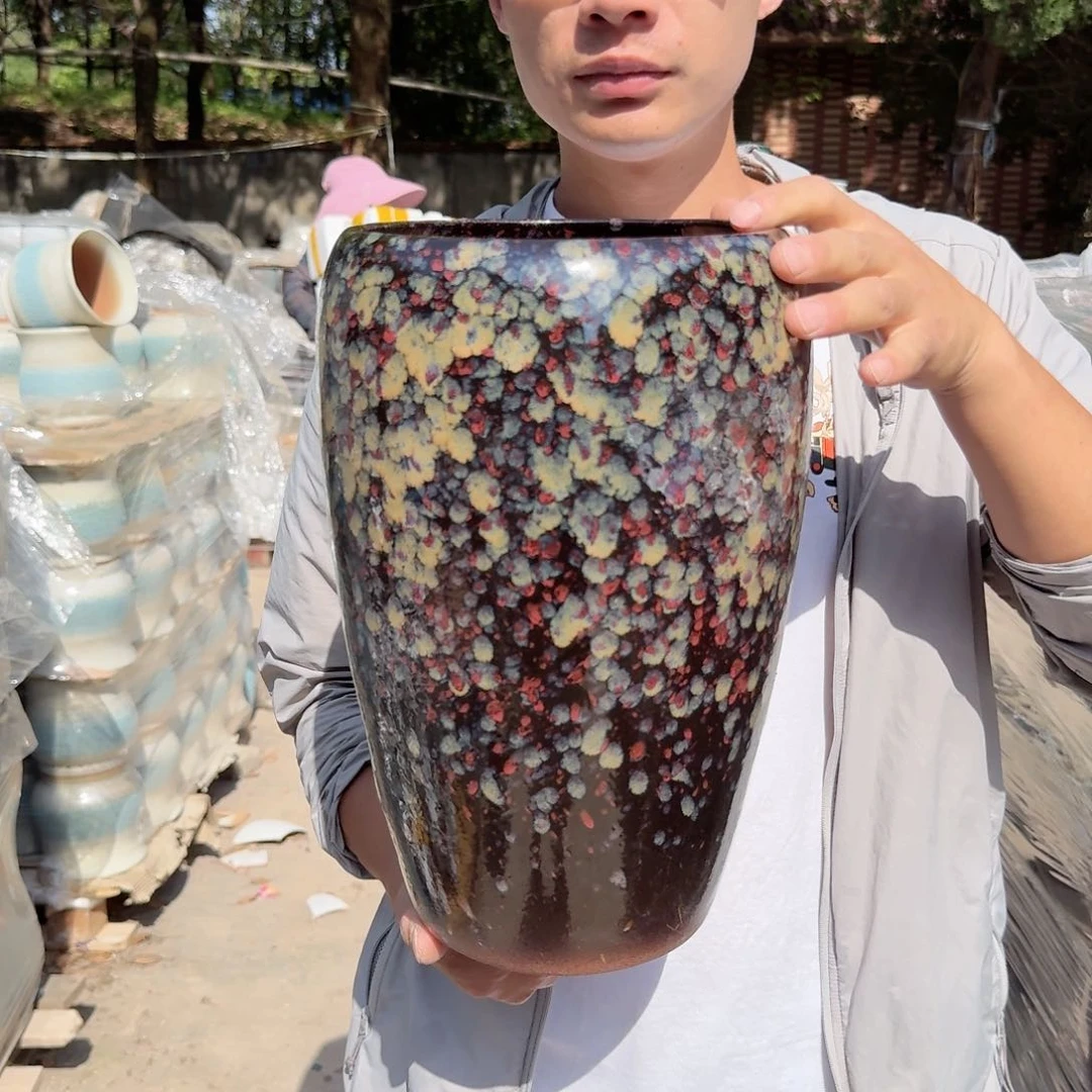 紫砂花盆口18高33（一个窝红色