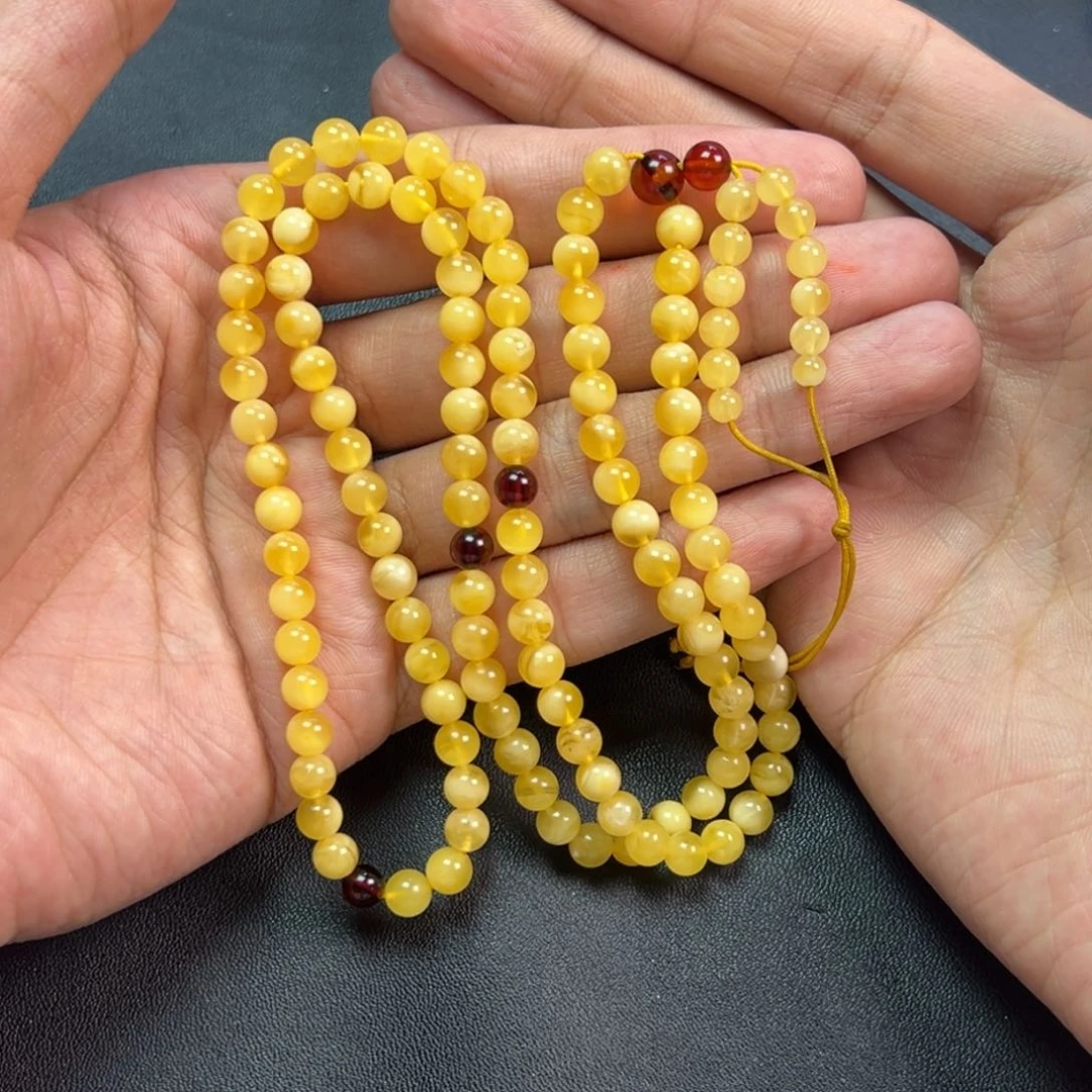 蜜蜡颈饰未镶嵌多样性高端老黄蜡蜜蜡链子125颗