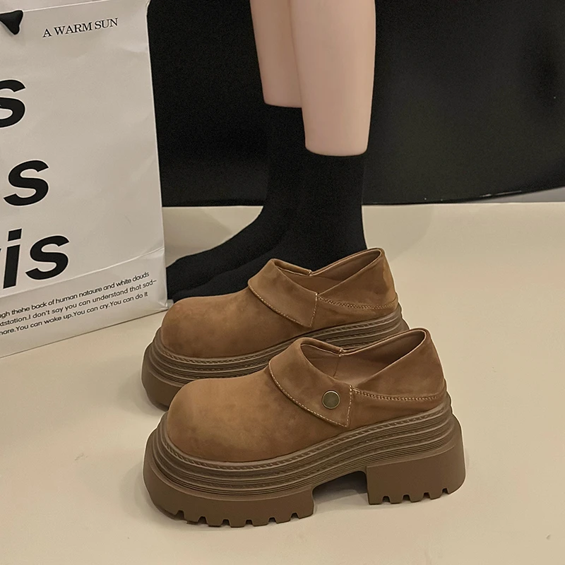 乐福鞋女2025新款春秋小皮鞋百搭玛丽珍圆头时尚黑色厚底单鞋子