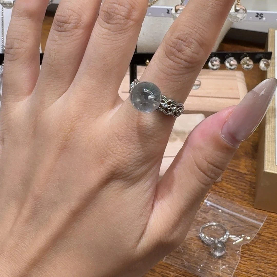 烟晶手链银S925镶嵌雕刻