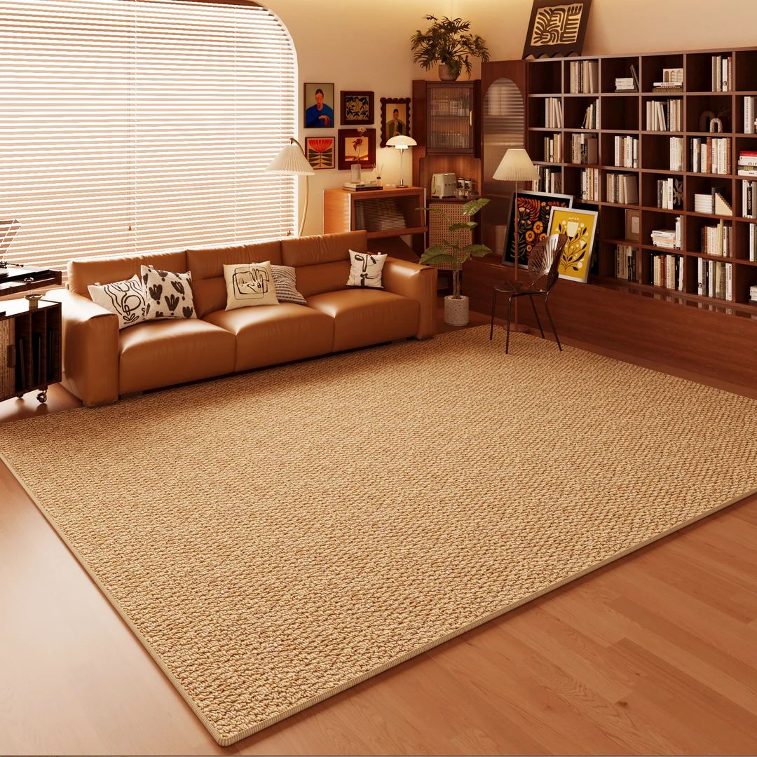 仿剑麻地毯客厅免洗侘寂中古风地垫卧室床边毯防水纱线菠萝圈防污