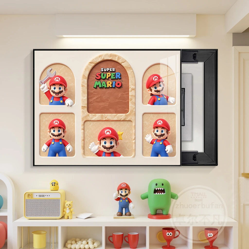 卡通多巴胺电表箱装饰画免打孔配电箱遮挡画电闸电箱遮挡装饰画