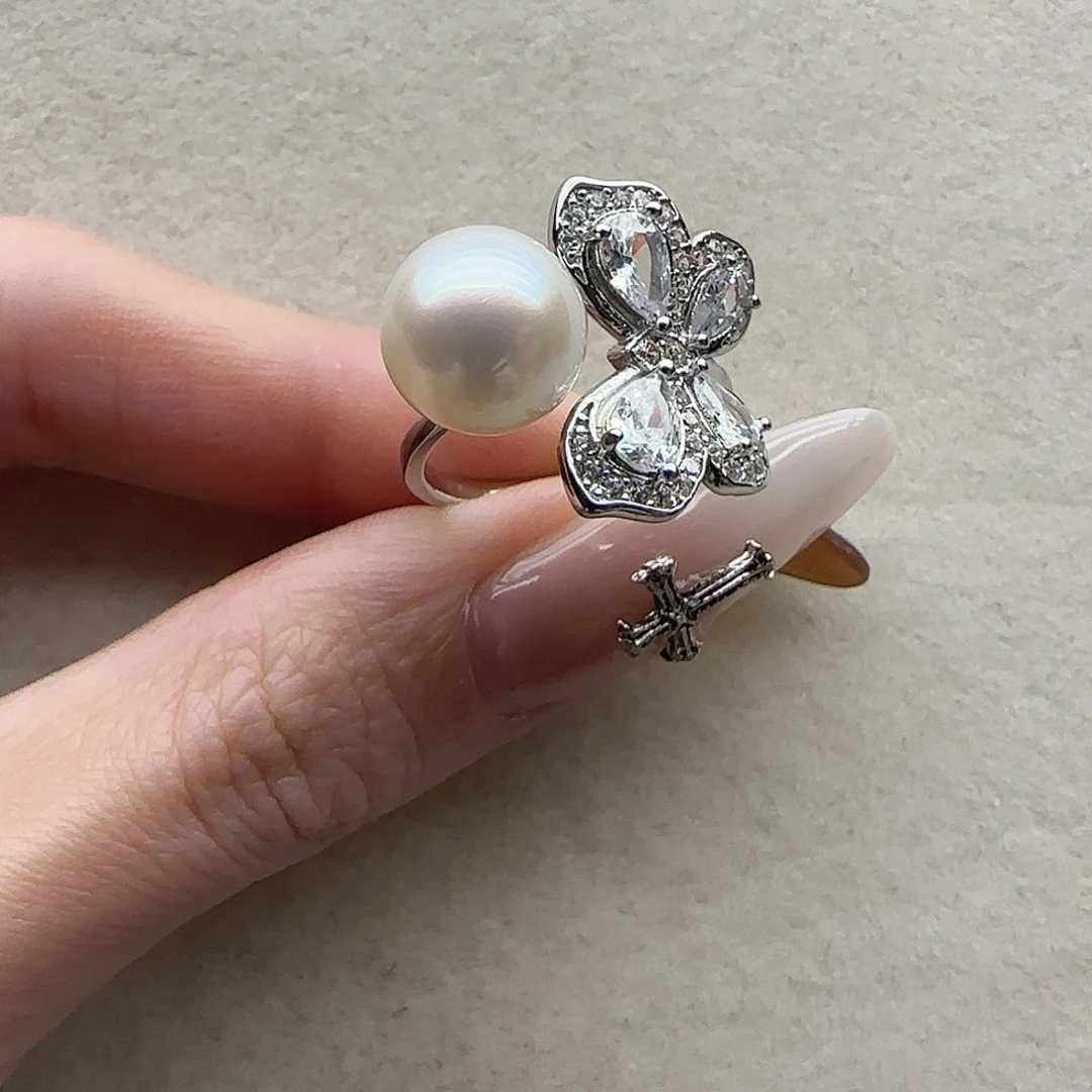 银S925镶嵌戒指130海水珍珠