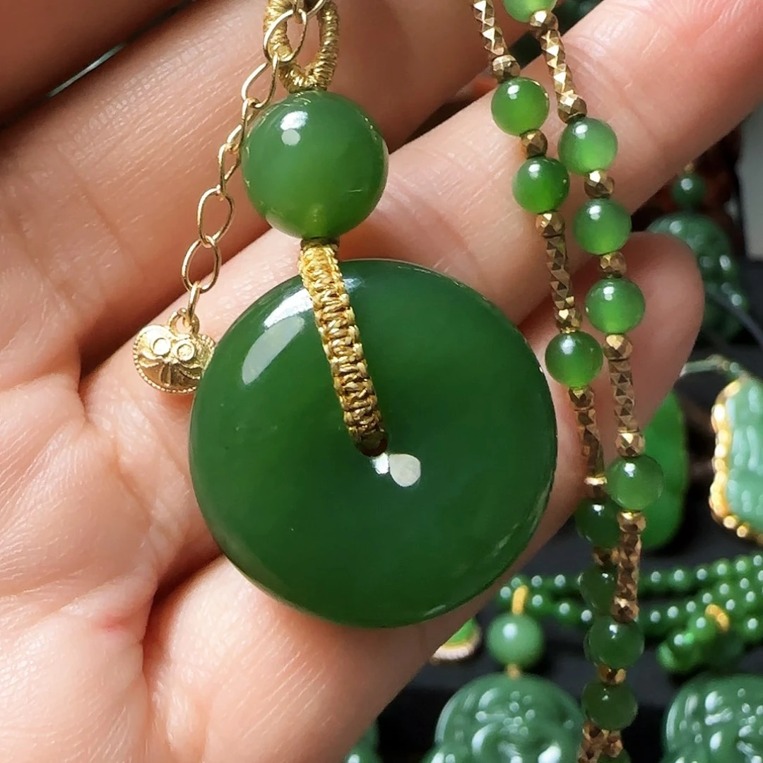 和田玉（碧玉）颈饰银S925镶嵌