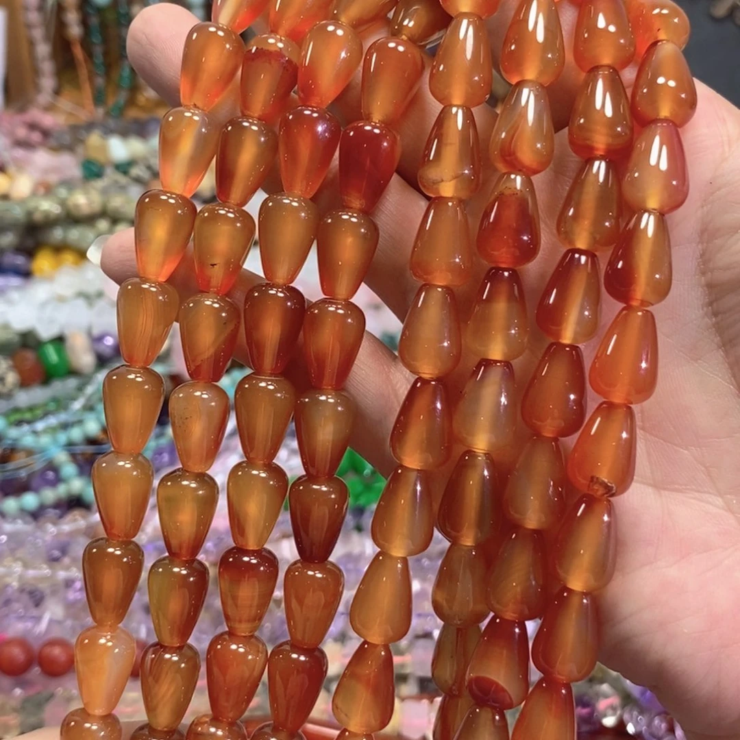 未镶嵌玛瑙/玉髓珠宝半成品玛瑙水滴一条卡10mm