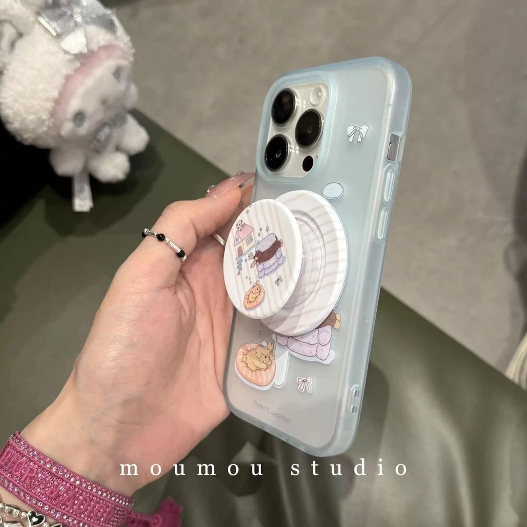 简约卡通手绘小狗透明适用苹果16promax手机壳iphone15保护套1413