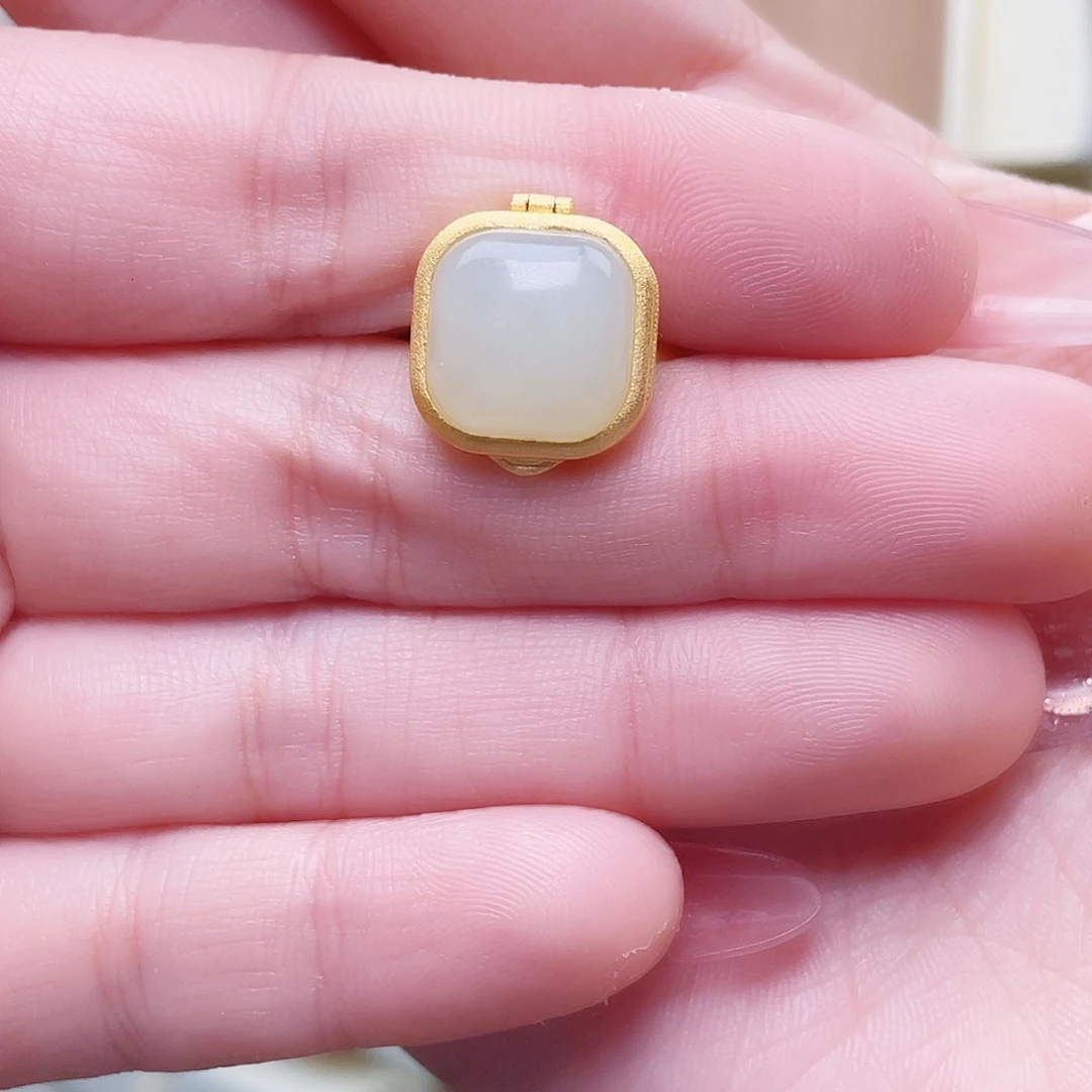 和田玉银S925镀金镶嵌戒指