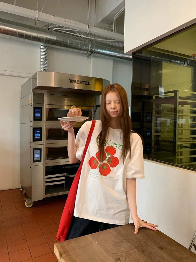 红人馆短袖t恤女2025新款夏季正肩设计感超好看独特漂亮宽松上衣