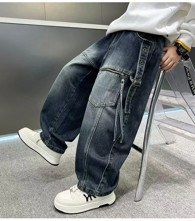 2025春秋时尚韩版潮流男童牛仔裤曜宇68167