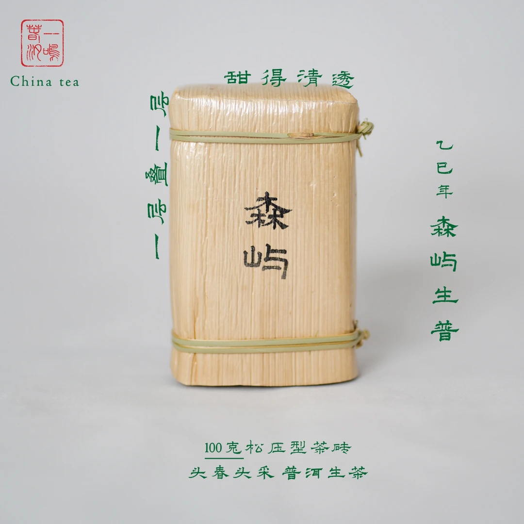 【森屿】2025年头春 色清味甘 简洁爽朗 普洱生茶 100克松压砖