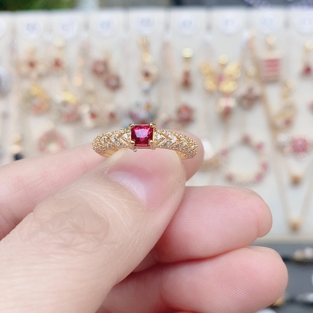 戒指尖晶石银S925镶嵌