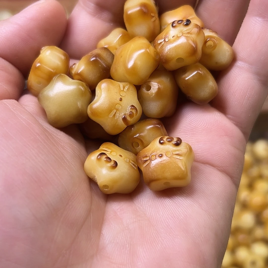 菩提根/象牙果手串20颗炭烧有裂星星