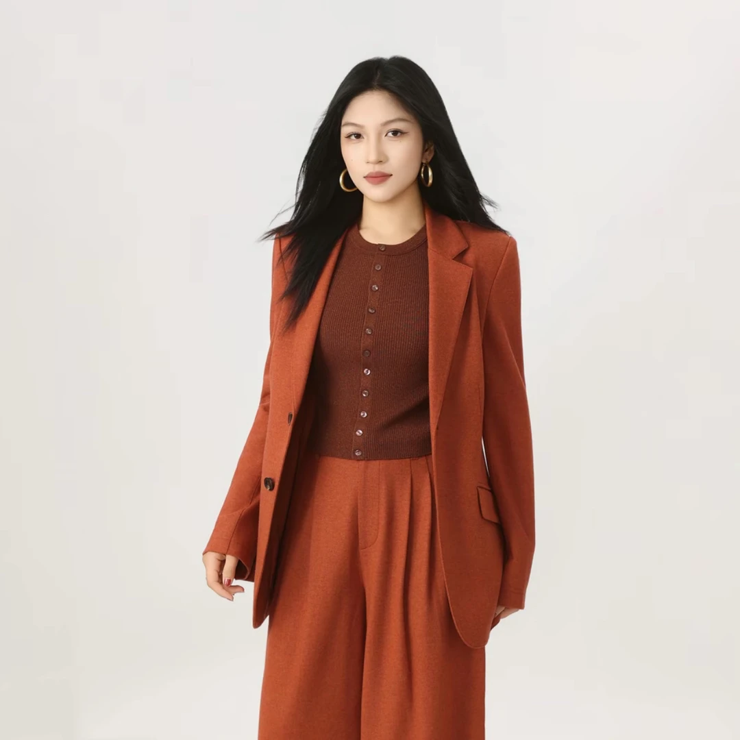 阿玛施【官方正品】新款绵羊毛时尚休闲气质修身通勤西装5400823