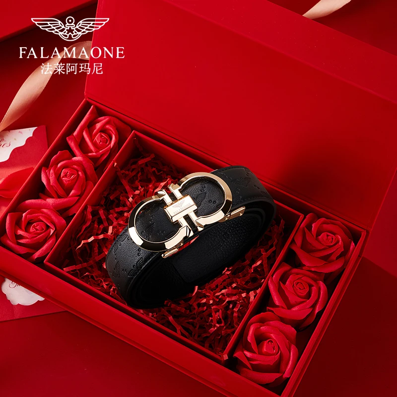 法莱阿玛尼皮带男真皮高档名牌裤带纯牛皮奢侈品男士皮带2025新款