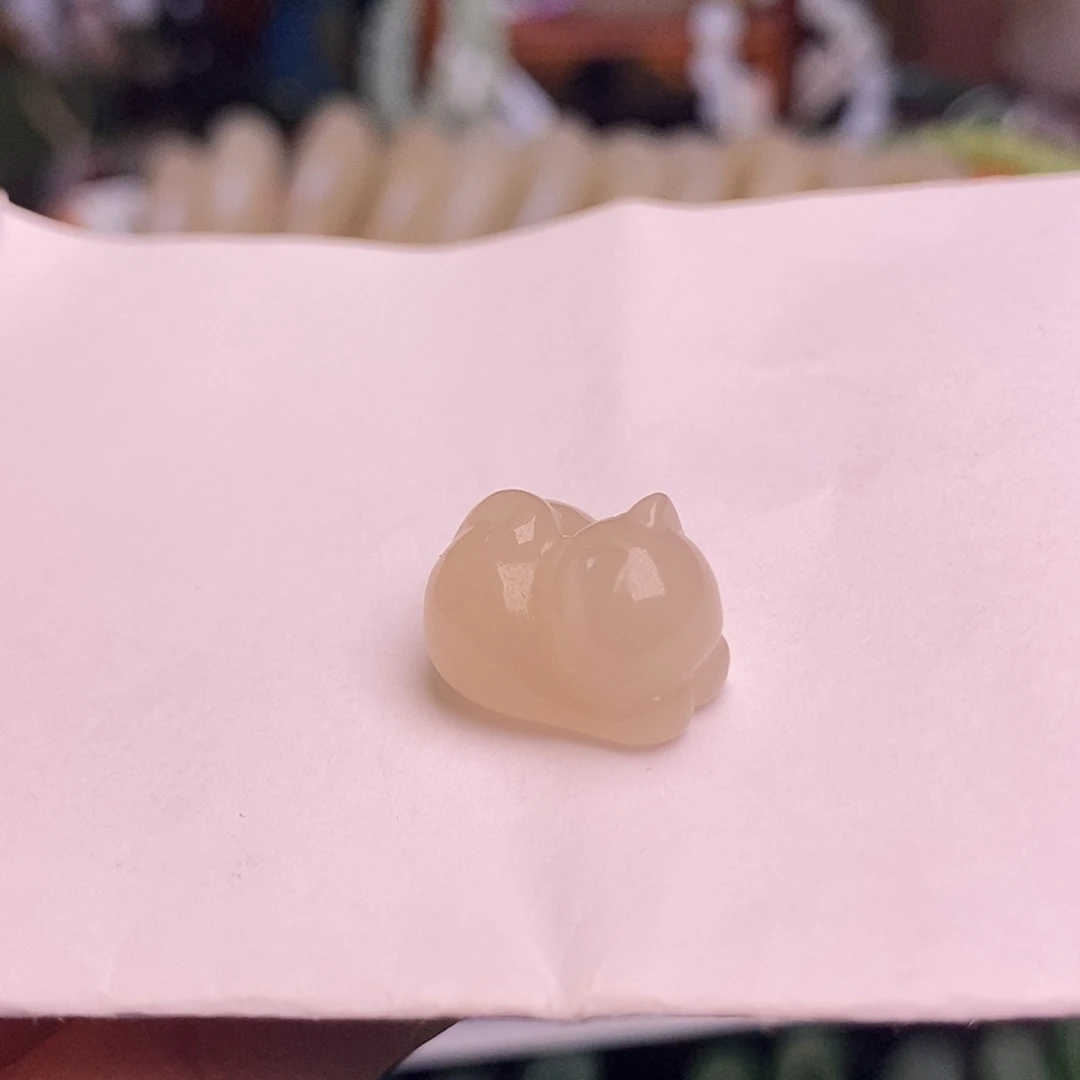 颈饰未镶嵌和田玉熟藕粉趴趴猫