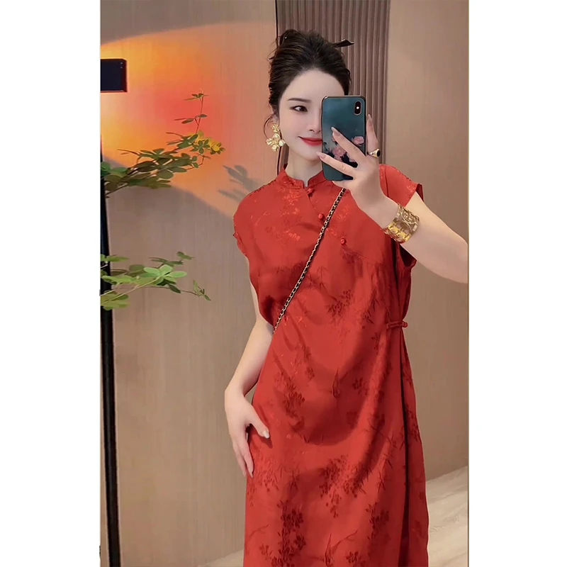6016#夏季连衣裙超好看高端精致梨形身材新中式旗袍改良年轻款