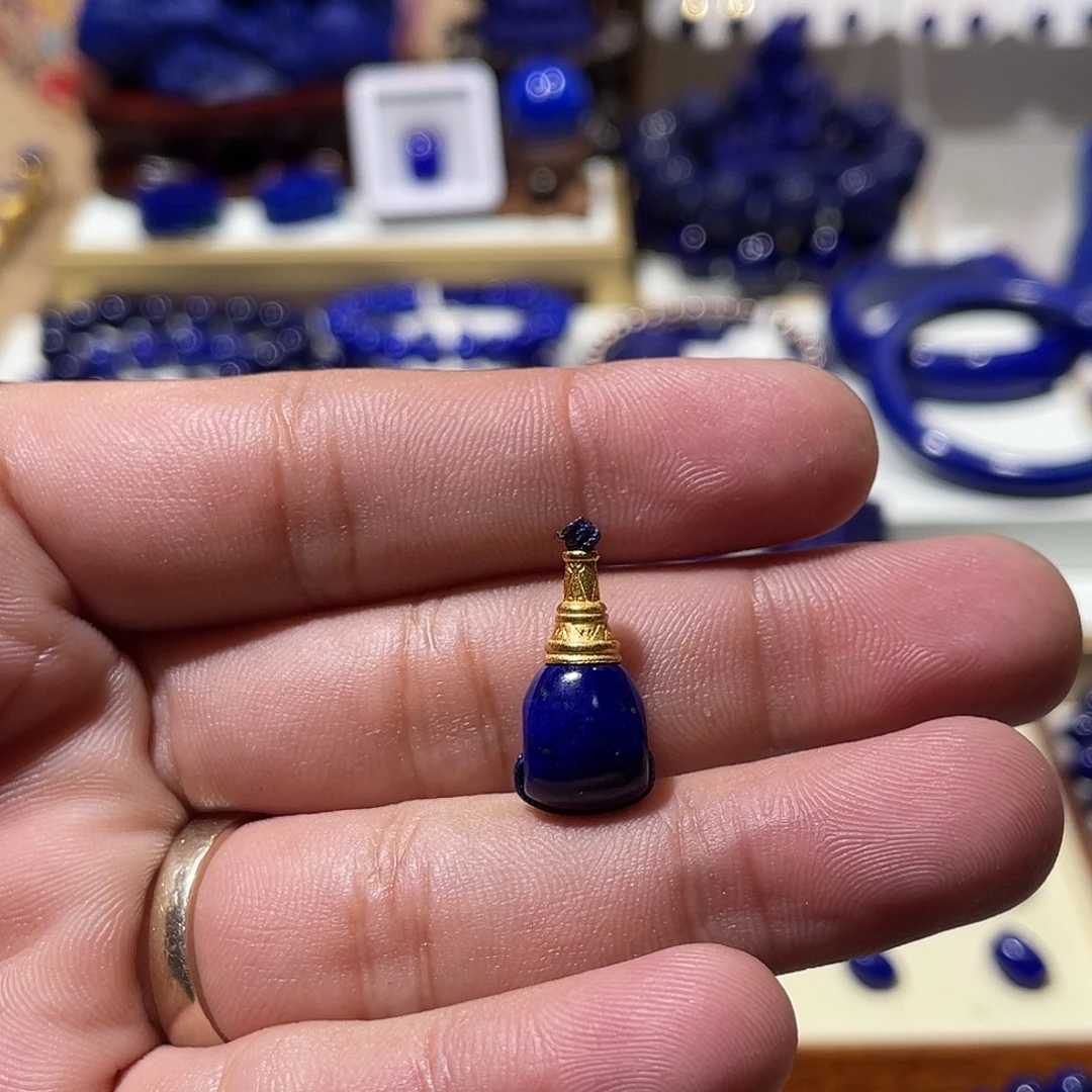 青金石银S925镀金镶嵌9mm分体三通