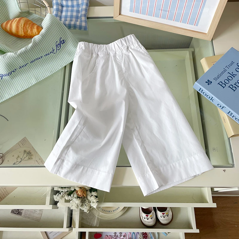 【现货】XK251385女童休闲裤2025夏季洋气高级白直筒裤儿童裤子