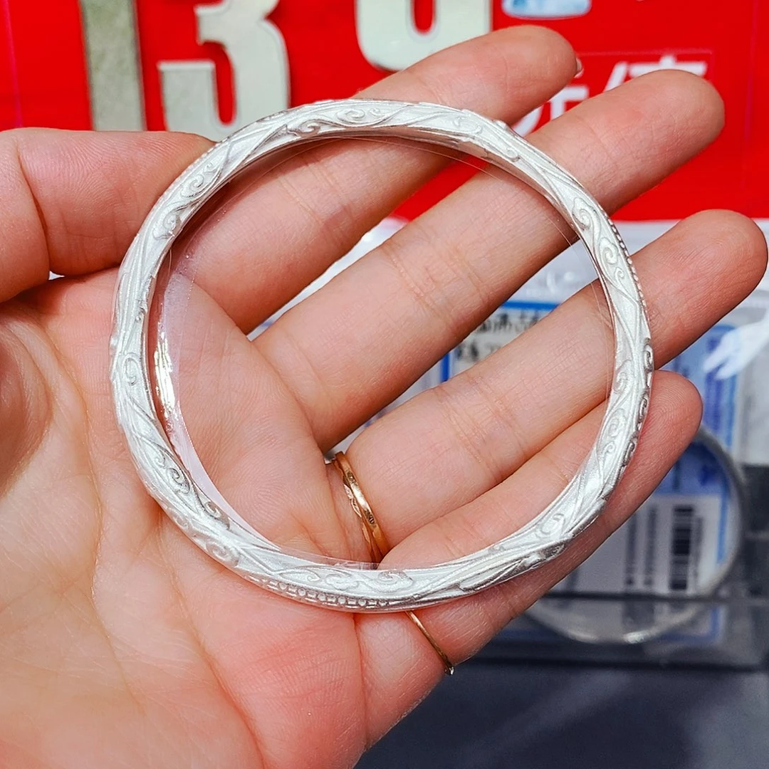 无足银古法印花手镯