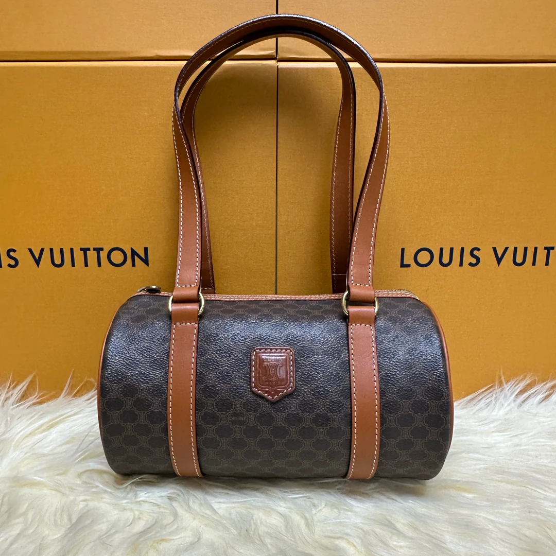 修复品情况【配皮换新】Celine/思琳老花中古手提圆筒巴比龙