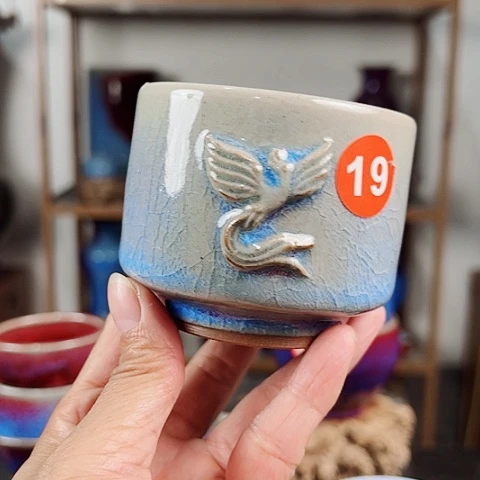 杯百**叔原矿釉手工制作钧瓷