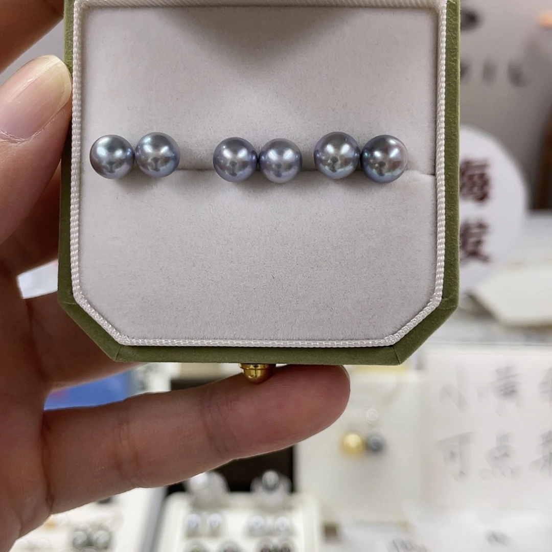 银S925镶嵌耳饰海水珍珠6-7mm多样性发一