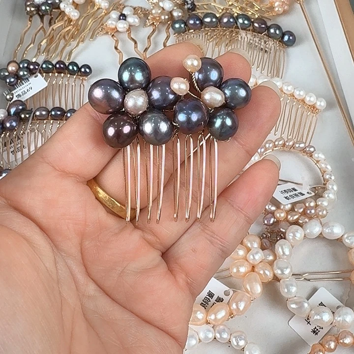 淡水珍珠发饰未镶嵌
