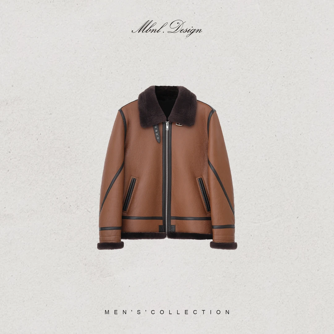 MBNL-F「Caramel」秦磊男装100绵羊皮羊毛肌理皮毛一体LL-WWT0189
