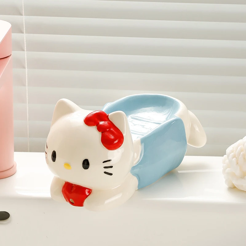 可爱凯蒂猫肥皂盒高颜值亮面釉烧家居浴室好物沥水肥皂盒送女生