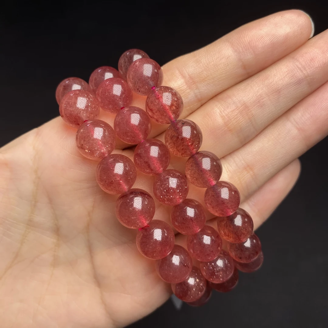 y26 天然星光草莓晶手链8-11mm+多样性发一